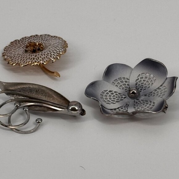 Vintage Brooch Pin Womens Floral Leaf Set of 3 Retro‎ - Picture 7 of 7